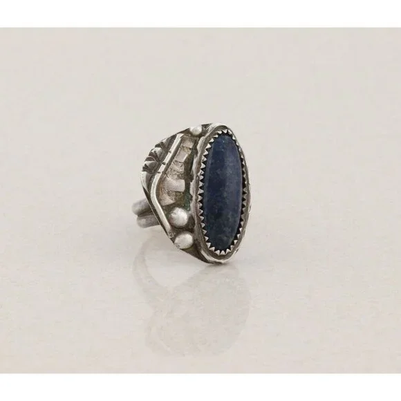 Sterling Silver Lapis Lazuli Ring Size 6 1/2 - Picture 5 of 8